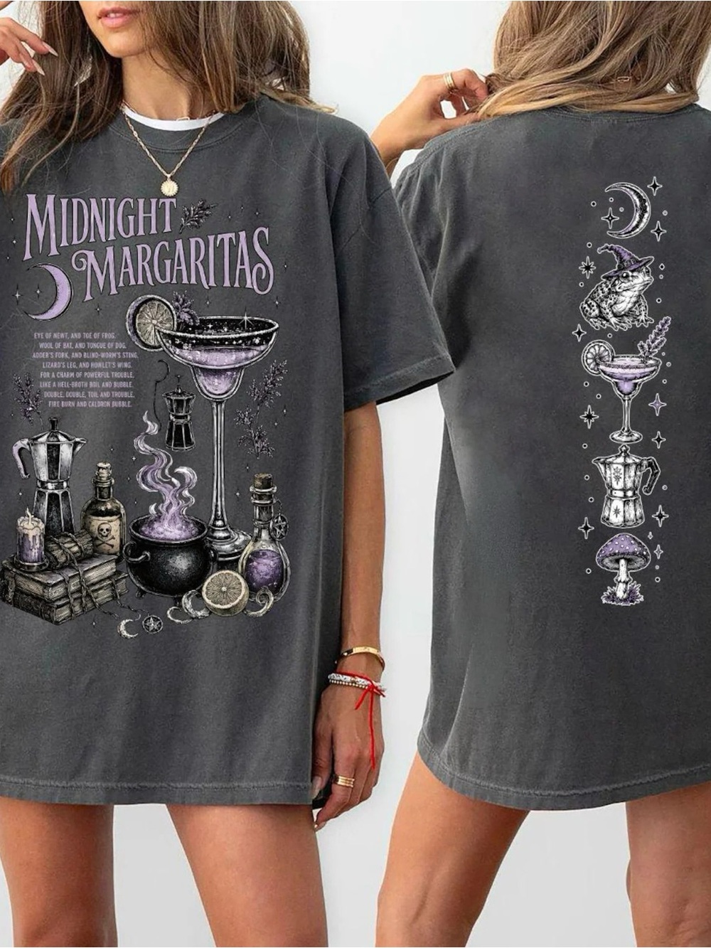 Midnight Margaritas Witchy Shirt, Mystical Graphic Tee - Black Unisex